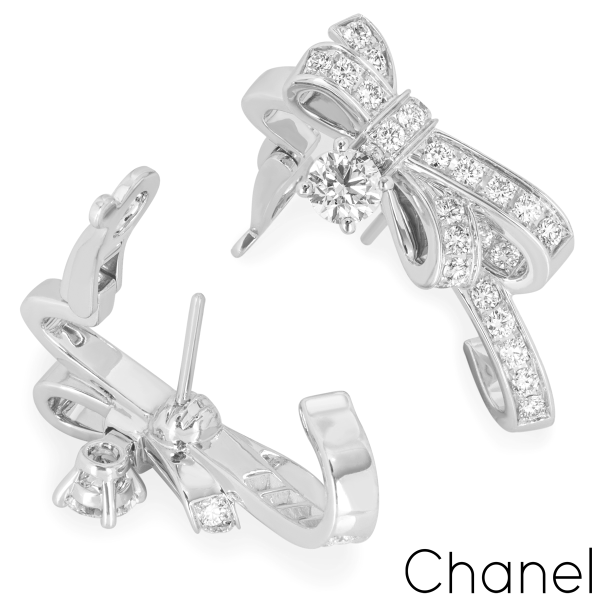 Chanel 18K White Gold Diamond Ruban Ring - modaselle